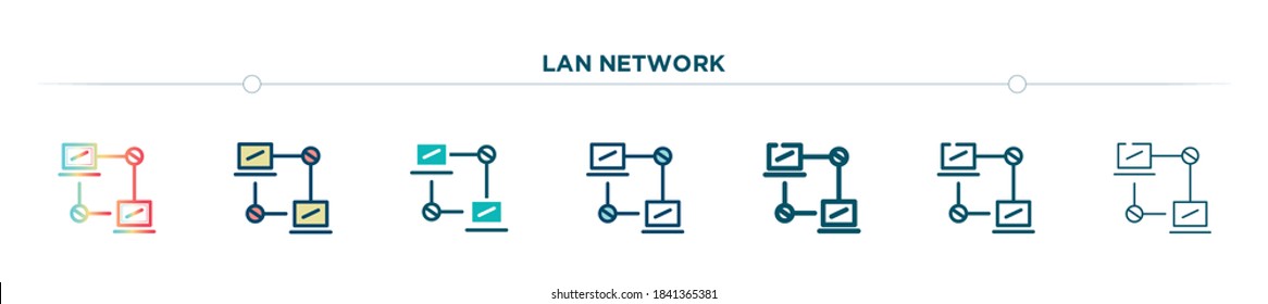 lan network icon designed in gradient, filled, two color, thin line and outline style. vector illustration of lan network vector icons. can be used for mobile, ui, web
