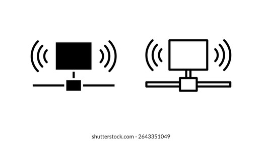 LAN network icon set depicting local computer connections and data sharing.