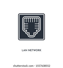 lan network icon. simple element illustration. isolated trendy filled lan network icon on white background. can be used for web, mobile, ui.