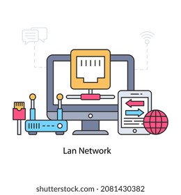 Lan network icon in unique design