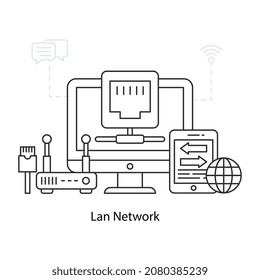 LAN network illustration in unique design