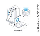Lan network isometric stock illustration. EPS File stock illustration