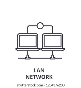 Lan network line icon concept. Lan network vector linear illustration, symbol, sign