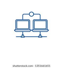 Lan network line icon concept. Lan network flat  vector symbol, sign, outline illustration.
