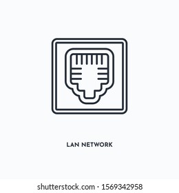 lan network outline icon. Simple linear element illustration. Isolated line lan network icon on white background. Thin stroke sign can be used for web, mobile and UI.