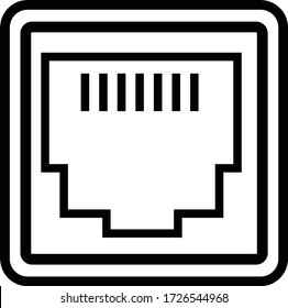 lan network port icon on white background. flat style. local area connector icon for your web site design, logo, app, UI. network port symbol. network ethernet port sign. 