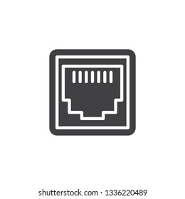 LAN network port vector icon. filled flat sign for mobile concept and web design. Ethernet port socket glyph icon. Symbol, logo illustration. Pixel perfect vector graphics