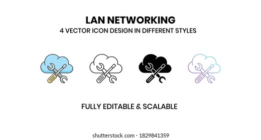 LAN Networking Vector illustration icons in different style
