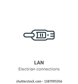 Lan outline vector icon. Thin line black lan icon, flat vector simple element illustration from editable electrian connections concept isolated on white background