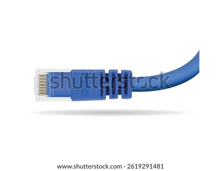 LAN- plug for internet transmission isolated on a white background. Vector realistic illustration