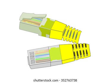 Lan plug on isolated background
