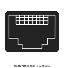 LAN port icon in black style isolated on white background. Personal computer symbol stock vector illustration.