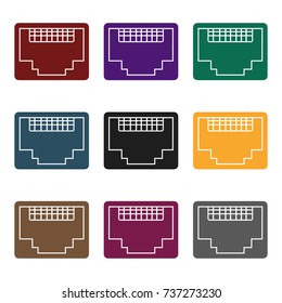 LAN port icon in black style isolated on white background. Personal computer symbol stock vector illustration.