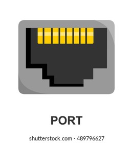 Lan port icon cartoon. Single PC icon from the big technology set.