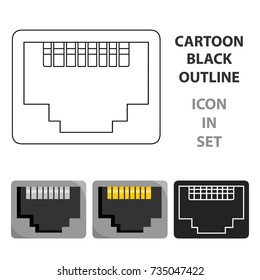 LAN port icon in cartoon style isolated on white background. Personal computer symbol stock vector illustration.