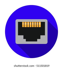 LAN port icon in flat style isolated on white background. Personal computer symbol stock vector illustration.