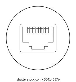 LAN port icon in outline style isolated on white background. Personal computer symbol stock vector illustration.