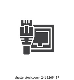 LAN port vector icon. Network Cable and Socket filled flat sign for mobile concept and web design. Ethernet connector glyph icon. Symbol, logo illustration. Vector graphics