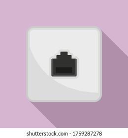 Lan port wall socket icon. Flat illustration of lan port wall socket vector icon for web design