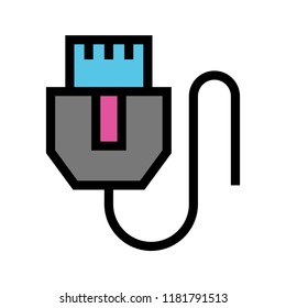 LAN wire colour line vector icon
