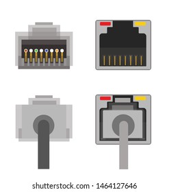 LAN wire, network cable Network socket icon connector for pc and mobile devices