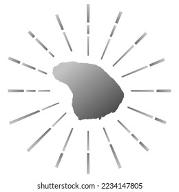 Lanai gradiented sunburst. Map of the island with colorful star rays. Lanai illustration in digital, technology, internet, network style. Vector illustration.