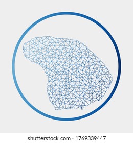 Lanai icon. Network map of the island. Round Lanai sign with gradient ring. Technology, internet, network, telecommunication concept. Vector illustration.