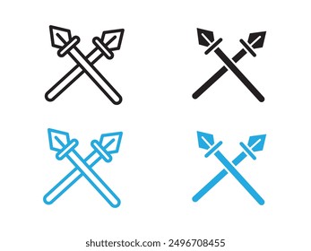 Lanzensymbol schwarz-weißes Vektorumrisszeichen