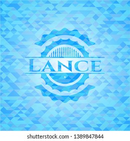 Lance sky blue emblem. Mosaic background