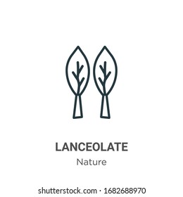 Lanceolate outline vector icon. Thin line black lanceolate icon, flat vector simple element illustration from editable nature concept isolated stroke on white background