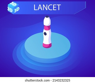 Symbol für lancet-isometrisches Design. Vektorgrafik, Web-Illustration. 3D-Farbkonzept