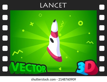 Lancet isometric design icon. Vector web illustration. 3d colorful concept