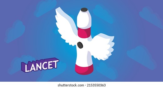 Symbol für lancet-isometrisches Design. Vektorgrafik, Web-Illustration. 3D-Farbkonzept