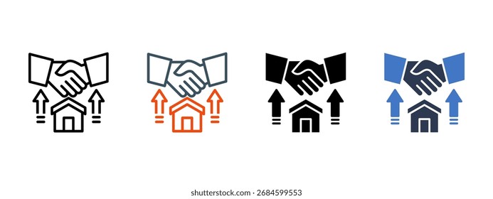 Ilustración vectorial de estilo de ícono múltiple de adquisición de tierras