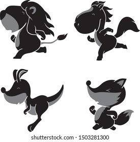 Land Animals Cartoon Running Set