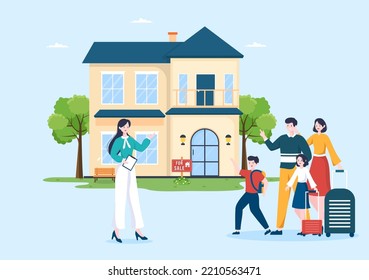 Land Broker Template Hand Drawn Cartoon Flat Illustration with Bridging Investors or Buyers and Sellers Agent for Buy, Rent and Sell Property