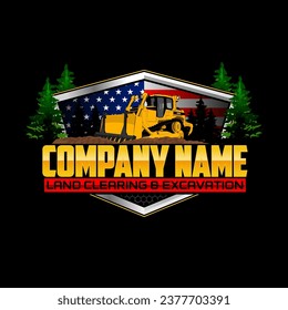 Land clearing and excavating logo concept