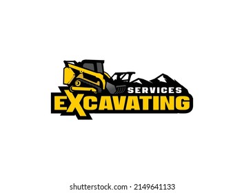 Land clearing skid steer logo vector for construction company. Heavy equipment template vector illustration for your brand.