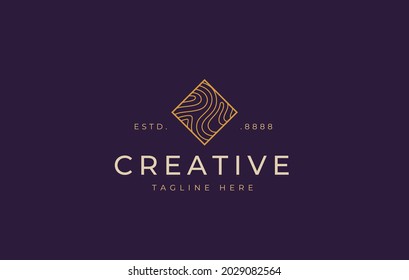 Land Contour Logo Design Template. Topographic land contour line design. Creative Vector Icon Design Concept.