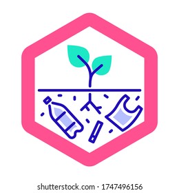 Land degradation black line icon. Ecological disaster. Isolated vector element. Outline pictogram for web page, mobile app, promo. Vector illustration