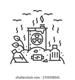Land degradation black line icon. Ecological disaster. Sign for web page, app. UI UX GUI design element. Editable stroke.