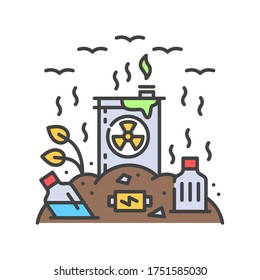 Land degradation color line icon. Ecological disaster. Sign for web page, app. UI UX GUI design element. Editable stroke.