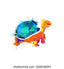 Icono vectorial de la tortuga elefante de tierra. Símbolo de pintura de salpicadura sobre fondo blanco
