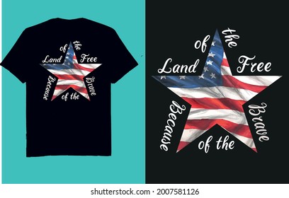 Land of the free because of the brave - t shirt ,mug design for printing