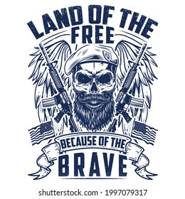 Land of the free because of the brave t-shirt design, USA independents day t-shirt design,