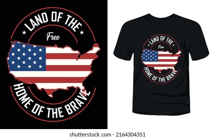 Land of the free home of the brave typography t-shirt design.