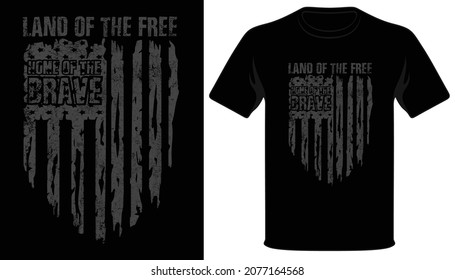 Land of the free home of the brave usa vantage grunge distressed flag patriotic tshirt design