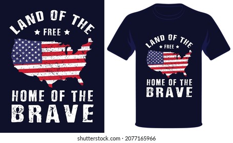 Land of the free home of the brave usa vantage grunge flag patriotic tshirt design