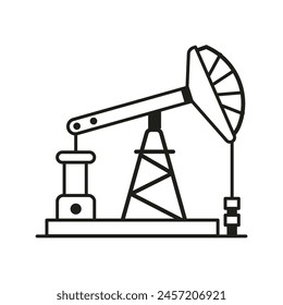 Land gas and oil rig drilling icon in flat design.