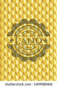 Land golden badge. Scales pattern. Vector Illustration. Detailed.